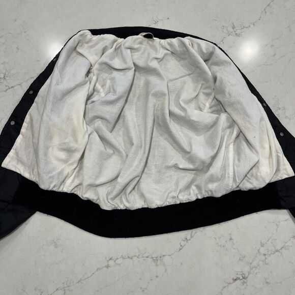 West Wind Large Vintage Nylon Stripe Collar Snap Bomber Jacket 80s Champs USA - Picture 3 of 14